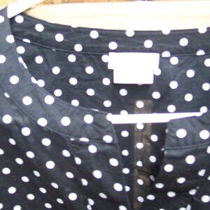 Van Heusen Blouse Dark Blue Poka Dot Size XL